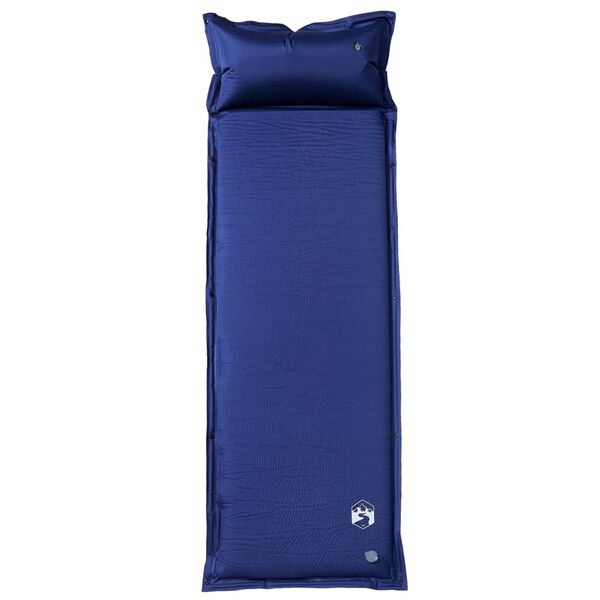 vidaXL Colch&oacute;n de camping autoinflable con almohada 1 persona azul