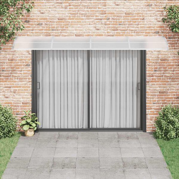 vidaXL Marquesina puerta policarbonato gris y transparente 400x75 cm