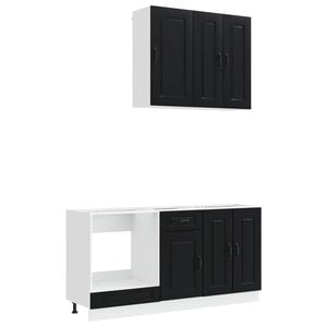 vidaXL Unidad de cocina KALMAR 5 uds. Negro Madera de ingenier&iacute;a
