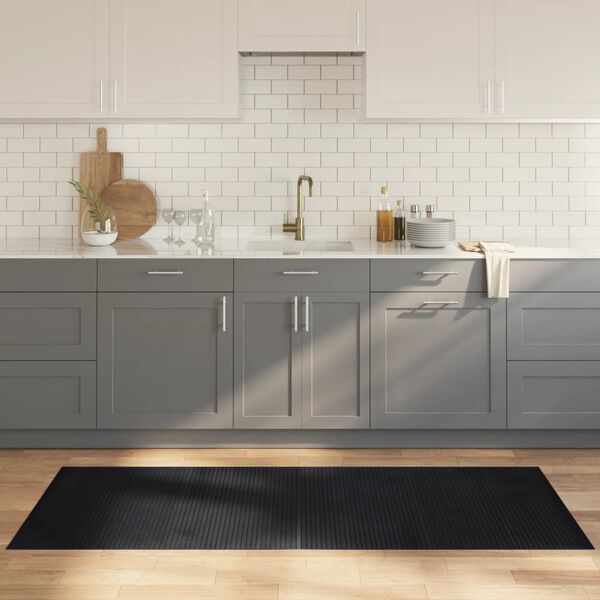 vidaXL Alfombra rectangular bambú negro 80x200 cm