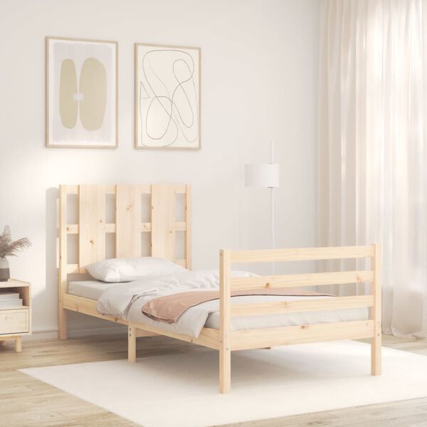 vidaXL Estructura de cama con cabecero madera maciza