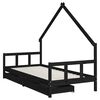 vidaXL Estructura cama infantil y cajones madera pino negro 90x190 cm