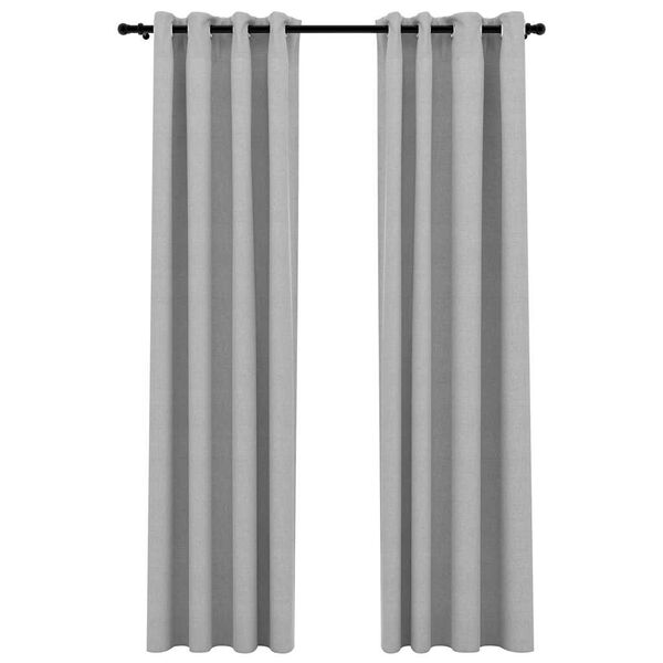 vidaXL Cortinas opacas con ojales look de lino 2 pzas gris 140x245 cm