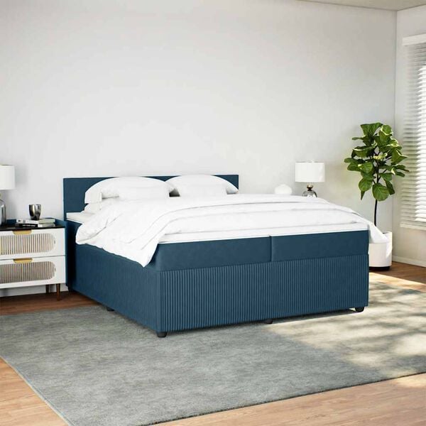vidaXL Cama box spring con colch&oacute;n terciopelo azul 200x200 cm