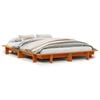 vidaXL Estructura de cama sin colch&oacute;n madera maciza marr&oacute;n 135x190 cm