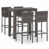 vidaXL Set muebles bar jard&iacute;n 5 pzas rat&aacute;n sint&eacute;tico reposabrazos gris