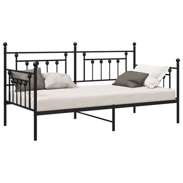 vidaXL Estructura de cama de d&iacute;a Negro 107 x 203 cm Acero