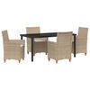 vidaXL Conjunto de Comedor de Jard&iacute;n 5 pcs Beige rat&aacute;n sint&eacute;tico
