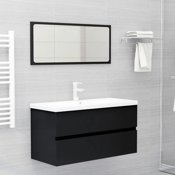 vidaXL Mueble con lavabo madera de ingenier&iacute;a negro