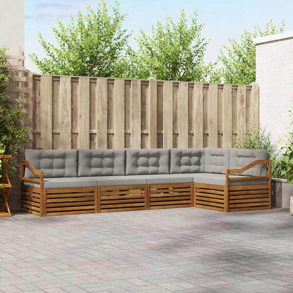 vidaXL Conjunto de sof&aacute;s de exterior 5 pcs Gris Natural y Claro