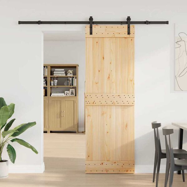 vidaXL Puerta corredera con herrajes madera maciza de pino 70x210 cm