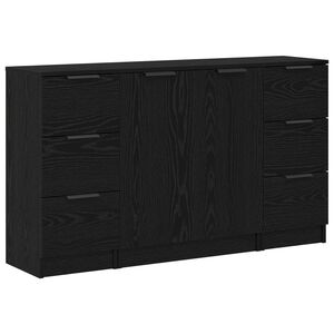 vidaXL Aparador 3 uds. Roble Negro 121 x 30 x 70 cm
