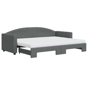vidaXL Sof&aacute; cama nido con colch&oacute;n tela gris oscuro 80x200 cm