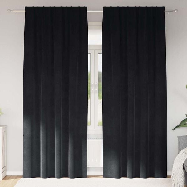 vidaXL Cortinas opacas 2 pcs Negro 140 x 260 cm Terciopelo