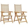 vidaXL Sillas plegables 2 uds madera maciza de acacia rat&aacute;n PE beige
