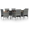 vidaXL Juego de comedor de jard&iacute;n 7 piezas con cojines gris y negro