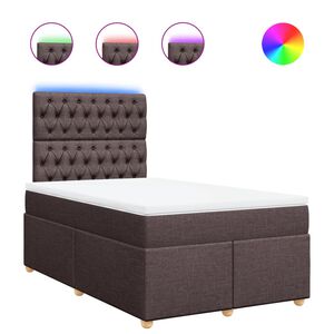 vidaXL Cama box spring con colch&oacute;n tela marr&oacute;n oscuro 120x190 cm