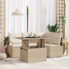 vidaXL Conjunto de sof&aacute; de jard&iacute;n 5 pcs Beige Polirat&aacute;n