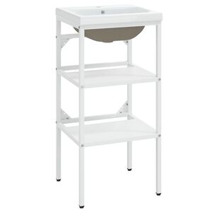 vidaXL Estructura de ba&ntilde;o con lavabo incorporado hierro blanco