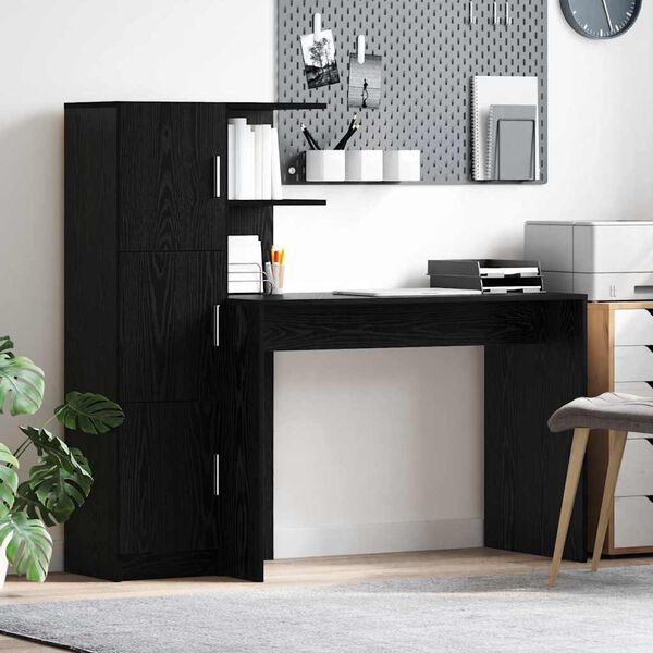 vidaXL Escritorio 2 pcs Roble Negro