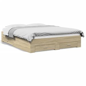 vidaXL Cama con cajones madera ingenier&iacute;a roble Sonoma 150x200 cm