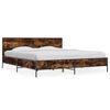 vidaXL Estructura cama madera ingenier&iacute;a metal roble ahumado 200x200cm