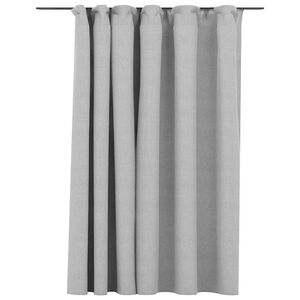 vidaXL Cortina opaca con ganchos look de lino gris 290x245 cm