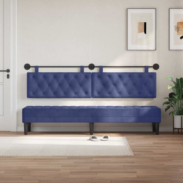 vidaXL Cabecera Colgante Azul Polic&iacute;a 210 x 55 x 7 cm Terciopelo
