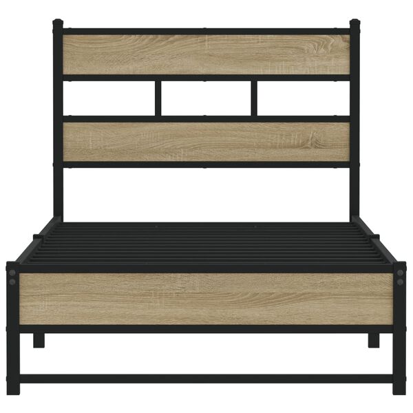 vidaXL Estructura de cama sin colch&oacute;n metal roble Sonoma 80x200 cm