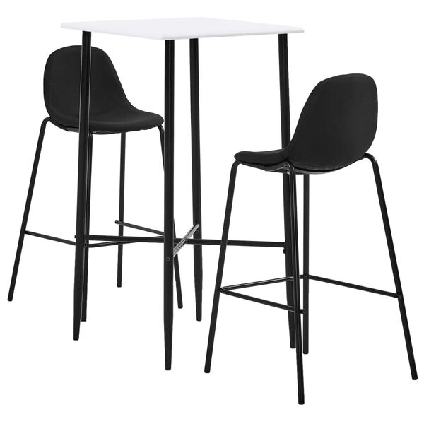vidaXL Juego de mesa alta y taburetes 3 piezas tela negra