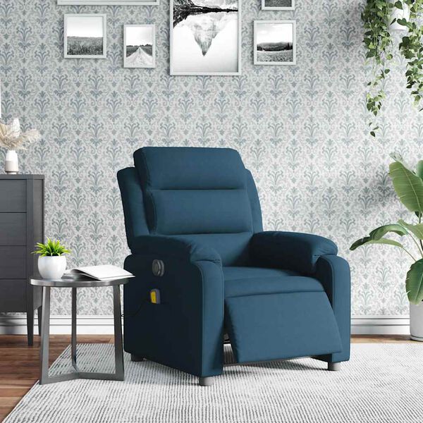 vidaXL Sill&oacute;n reclinable de masaje el&eacute;ctrico terciopelo azul
