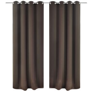 2 cortinas marrones oscuras con anillas blackout 135x245cm