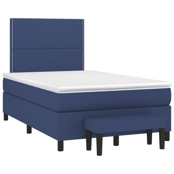 vidaXL Cama box spring con colch&oacute;n tela azul 120x200 cm