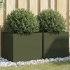vidaXL Jardineras 2 unidades acero verde oliva 49x47x46 cm