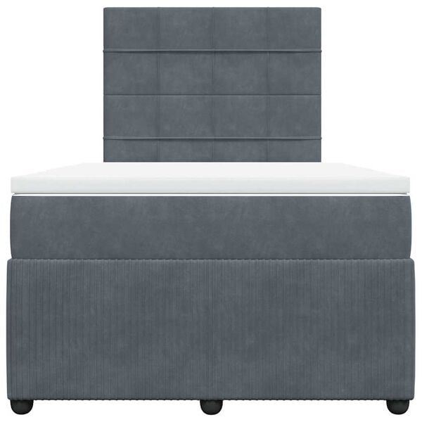 vidaXL Cama box spring con colch&oacute;n terciopelo gris oscuro 120x200 cm