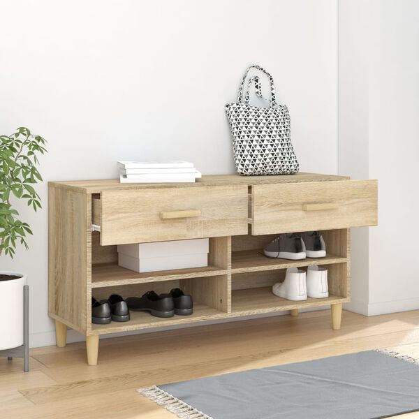 vidaXL Mueble zapatero madera contrachapada roble Sonoma 102x35x55 cm