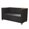 vidaXL Set muebles de jard&iacute;n 6 piezas y cojines rat&aacute;n sint&eacute;tico negro