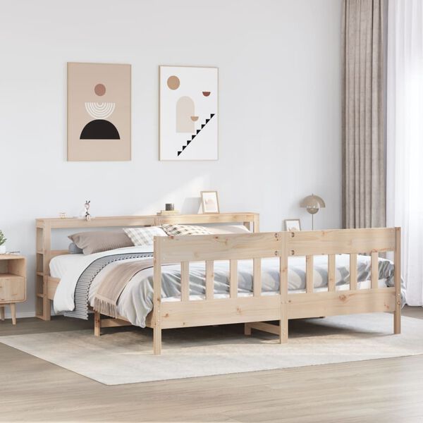 vidaXL Estructura de cama sin colch&oacute;n madera maciza de pino 200x200 cm