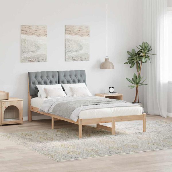 vidaXL Estructura de Cama con Cabecera Tapizada Marr&oacute;n 120 x 190 cm