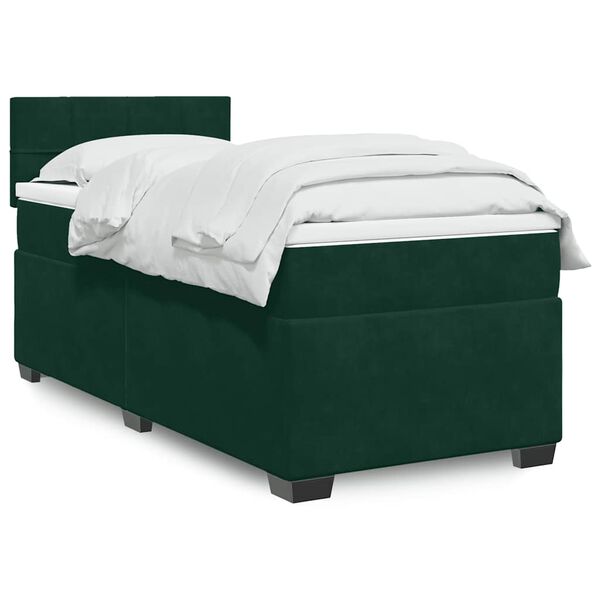 vidaXL Cama box spring con colch&oacute;n terciopelo verde oscuro 100x200 cm