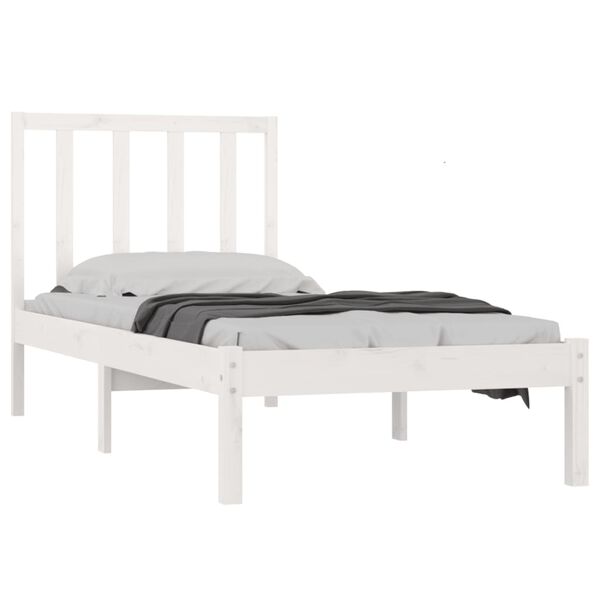 vidaXL Estructura de cama madera maciza de pino blanco 90x190 cm
