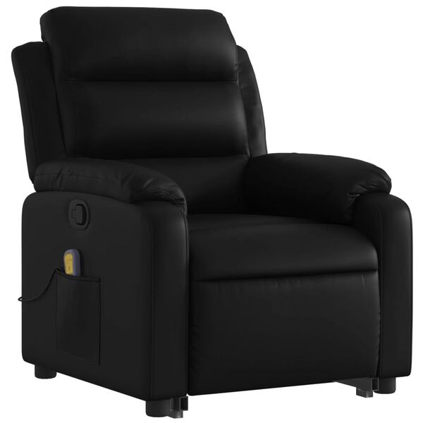 vidaXL Sill&oacute;n reclinable de masaje de pie cuero artificial negro