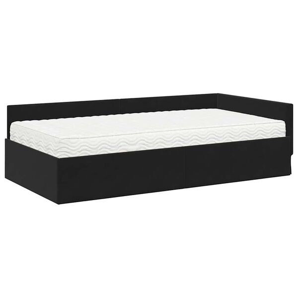 vidaXL Estructura de Cama Esquina con Colch&oacute;n 2 pcs Negro Terciopelo