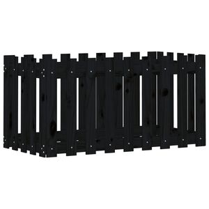 vidaXL Arriate elevado jard&iacute;n con valla madera pino negro 100x50x50cm