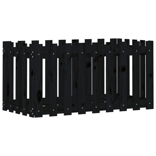 vidaXL Arriate elevado jard&iacute;n con valla madera pino negro 100x50x50cm