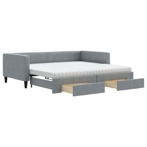 vidaXL Sof&aacute; cama nido con cajones tela gris claro 100x200 cm