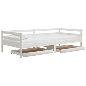 vidaXL Sof&aacute; cama con cajones madera de pino maciza blanco 90x200 cm