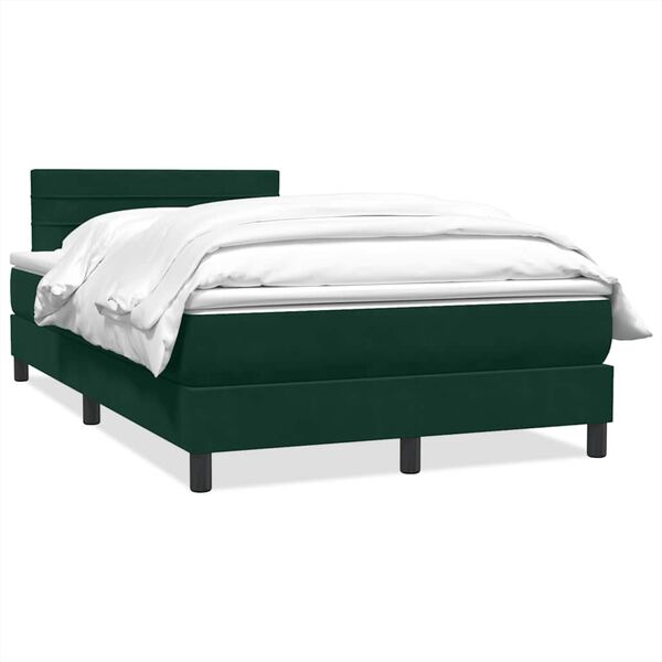 vidaXL Cama box spring con colch&oacute;n terciopelo verde oscuro 120x220 cm