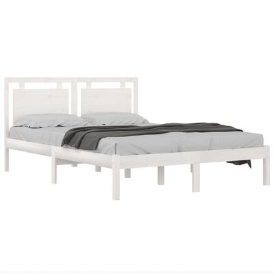 vidaXL Estructura de cama madera maciza King Size blanca 150x200 cm