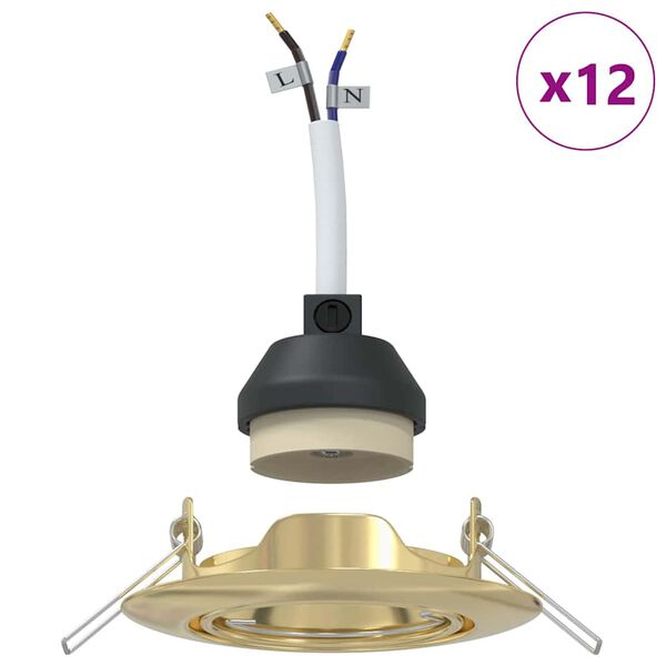 vidaXL Foco 12 pcs Dorado 9 x 9 x 2.5 cm Metal